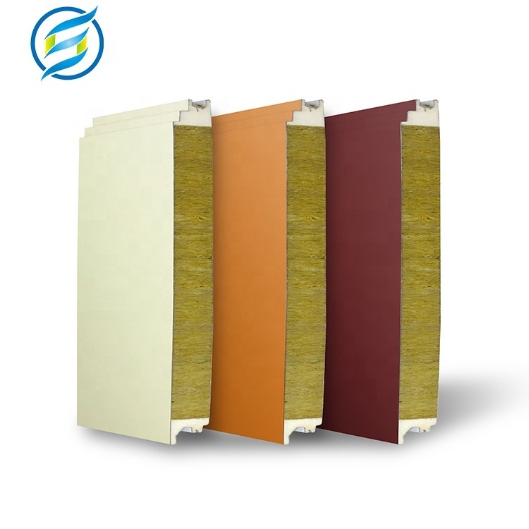 Metal sandwich-panel-homes 50mm 75mm 100mm rock wool siding exterior roofing panels