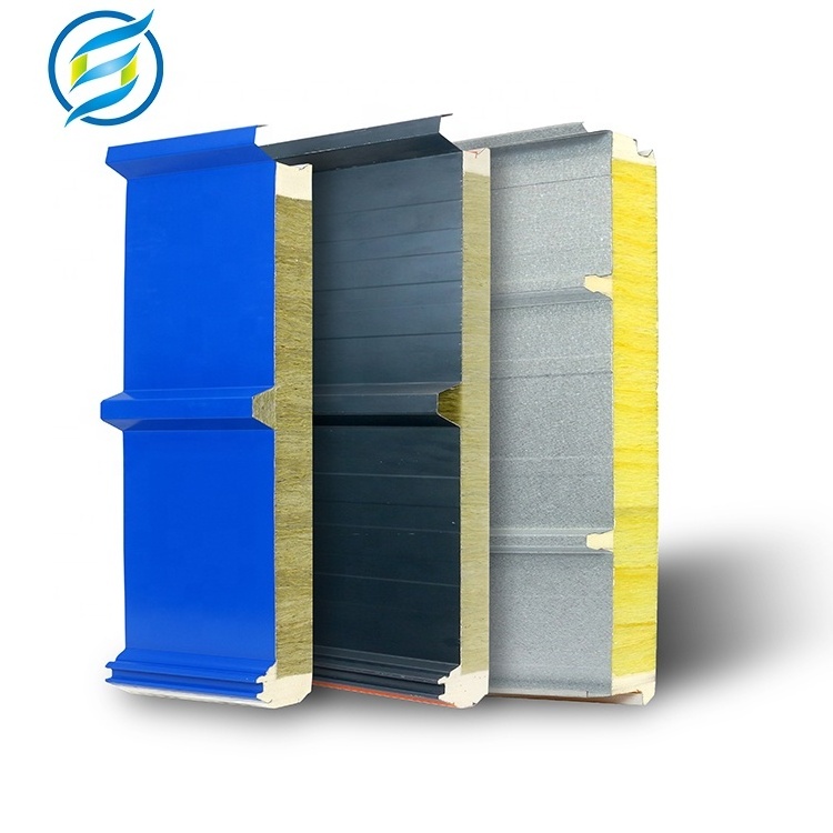 Metal sandwich-panel-homes 50mm 75mm 100mm rock wool siding exterior roofing panels