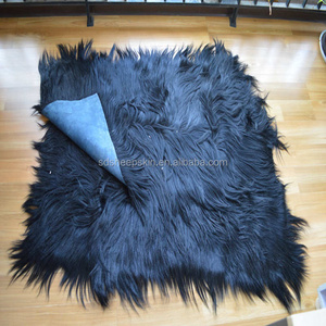 Goat Skin Blanket Icelandic Sheepskin tibetan lamb fur black