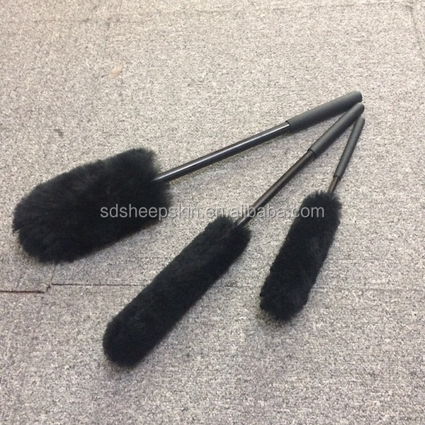 2022 Detail Wheel Brushes, 100% Sheepskin Scratchless Brushes for Car cleaning with Rubber Grip