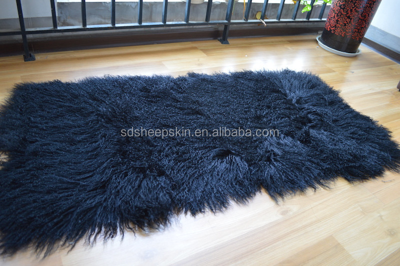 Goat Skin Blanket Icelandic Sheepskin tibetan lamb fur black