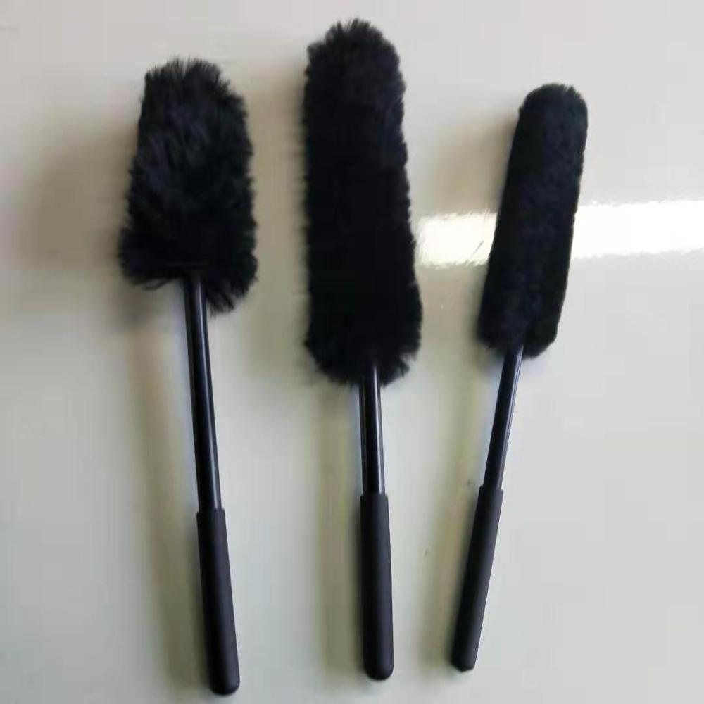 Favorable Car Wheel Rim Cleaning Brushes Kit (3 Brushes), Tire Woolies, Soft, Dense Fibers Clean Wheels Safely