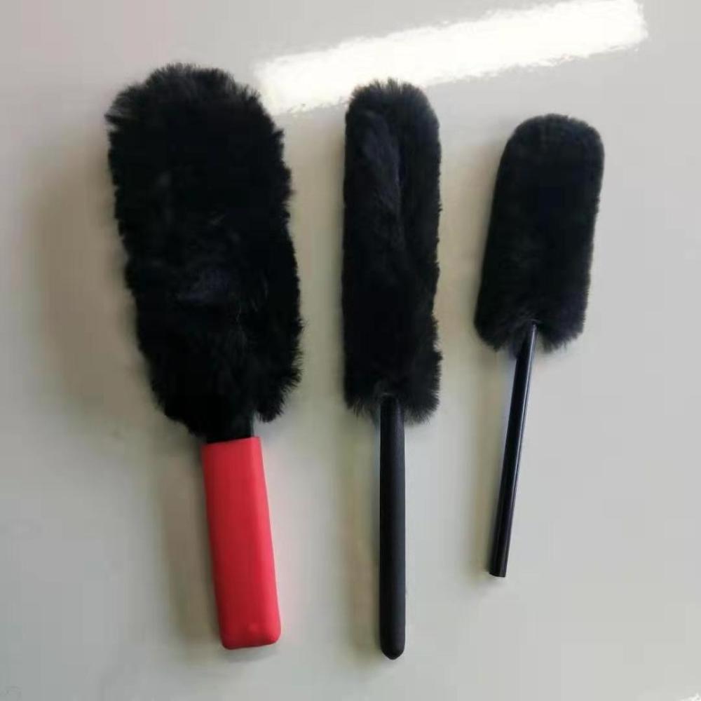 Favorable Car Wheel Rim Cleaning Brushes Kit (3 Brushes), Tire Woolies, Soft, Dense Fibers Clean Wheels Safely