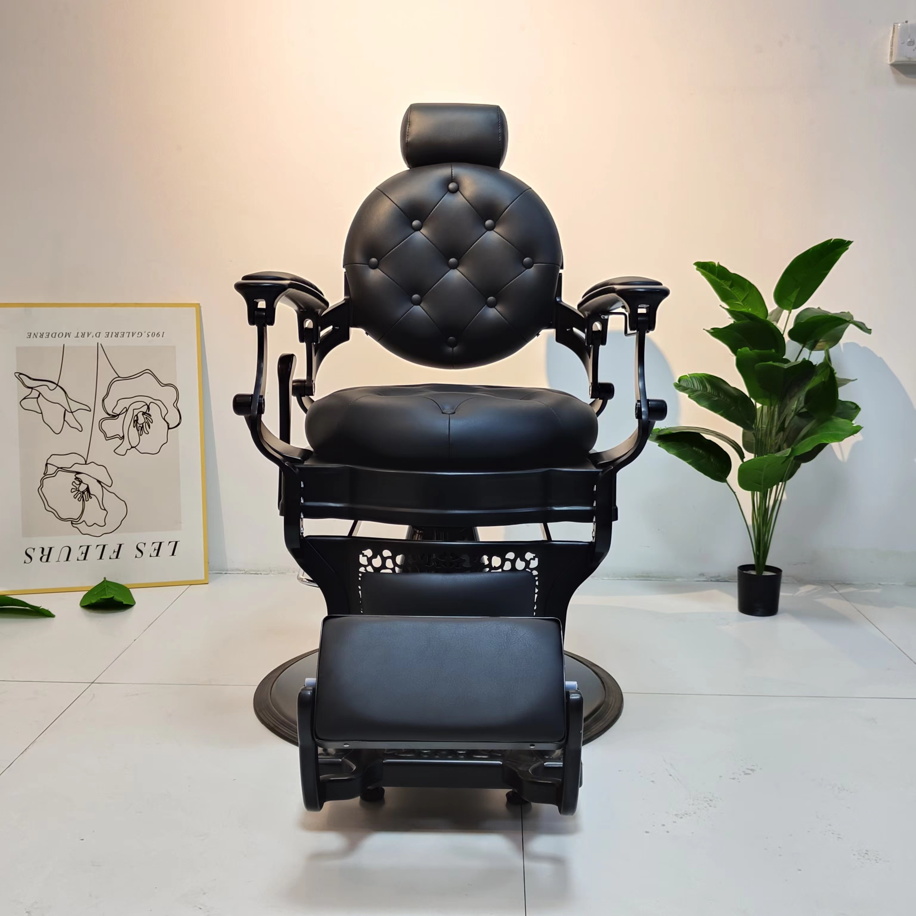 Wholesale Prsofesional Men All Black Barber Chair Frame Takara Belmont Salon Hairdressing Barber Chairs