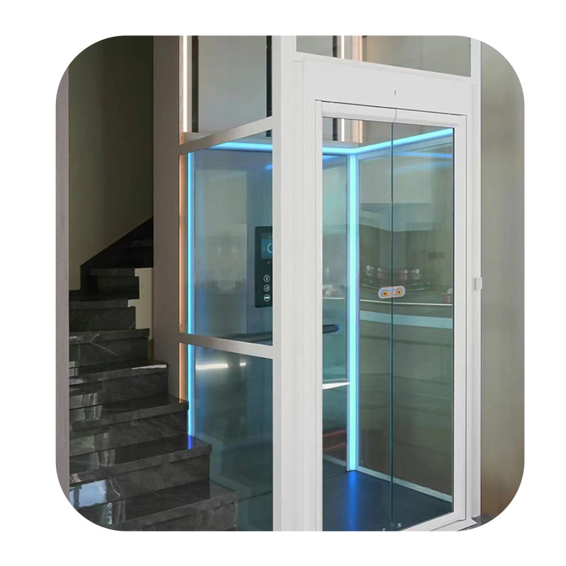 Hydraulic Ascensor House Villa Lift Small Villa Elevator For 2 Person Roomless Elevator