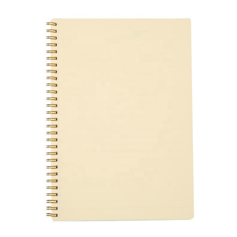 Plastic Cover Double Coil Bound Grid Lined Inner Pages A5 B5 Size Spiral Notebook with Transparent Cover