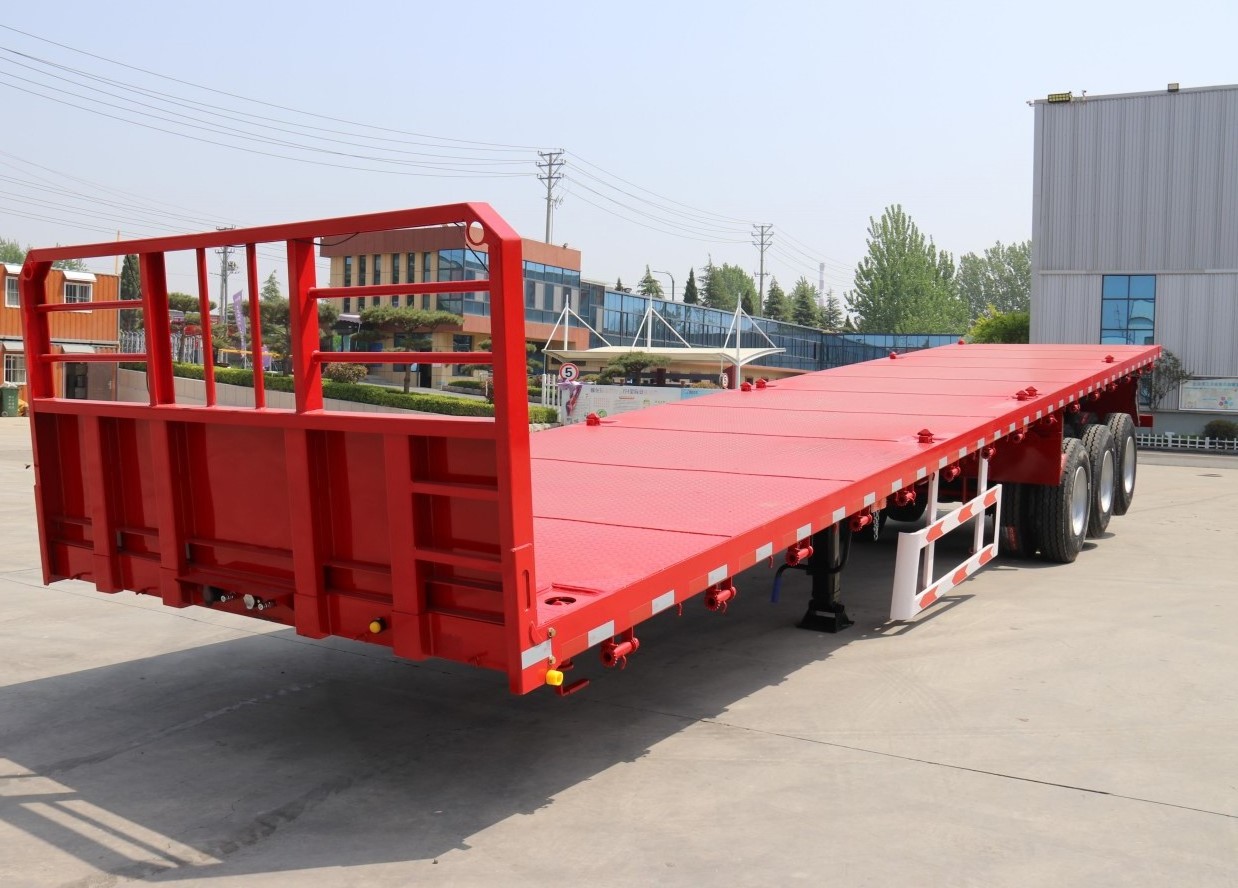 Flatbed truck trailer 40ft  semi-trailers can be customized to carry tons in length