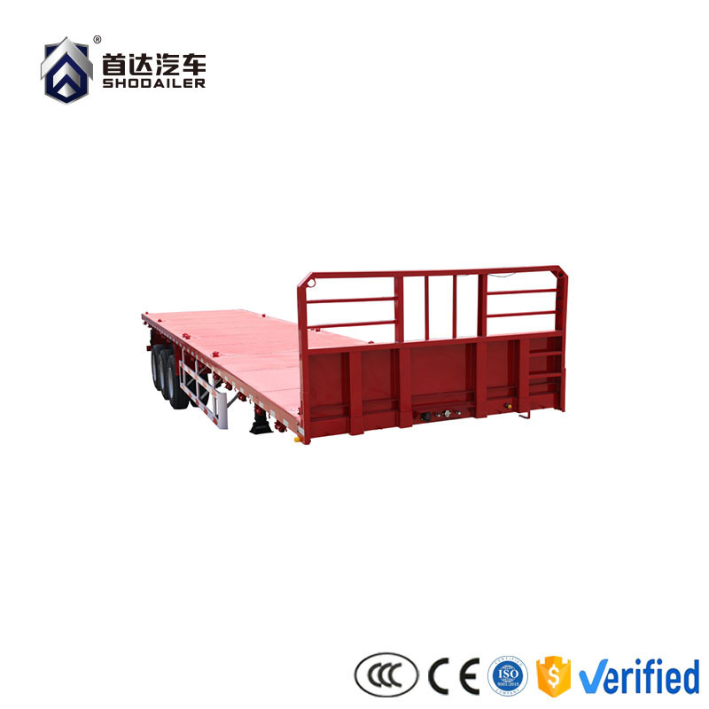 Flatbed truck trailer 40ft  semi-trailers can be customized to carry tons in length