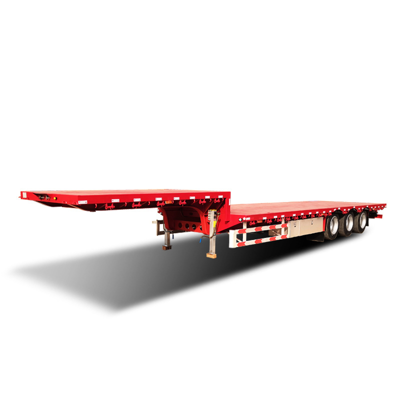 Tri-Axle Forty foot trailers 50 Tons 20ft 40ft 50ft 53 foot container Chassis flatbed semi trucks trailer low bed semi-trailer