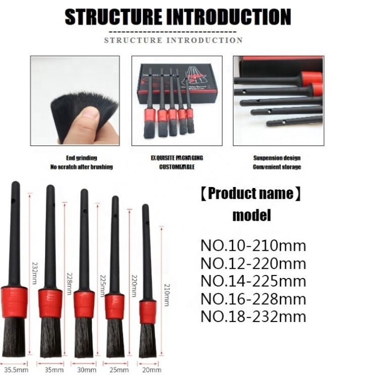 Natural Boar Hair Car Cleaner Detailing Brush Supplies Interior Cleaning Equipment Detail Products car detail brush set