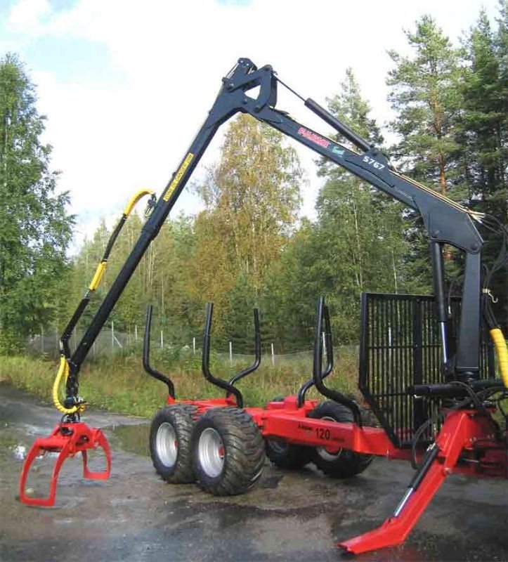 Perfect Performance ! log Trailer with Crane,Log Loader with grapple,Log trailer crane