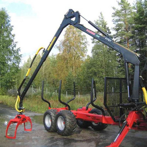 Perfect Performance ! log Trailer with Crane,Log Loader with grapple,Log trailer crane