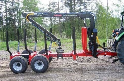 Perfect Performance ! log Trailer with Crane,Log Loader with grapple,Log trailer crane