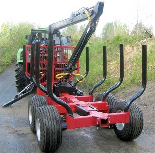 Perfect Performance ! log Trailer with Crane,Log Loader with grapple,Log trailer crane