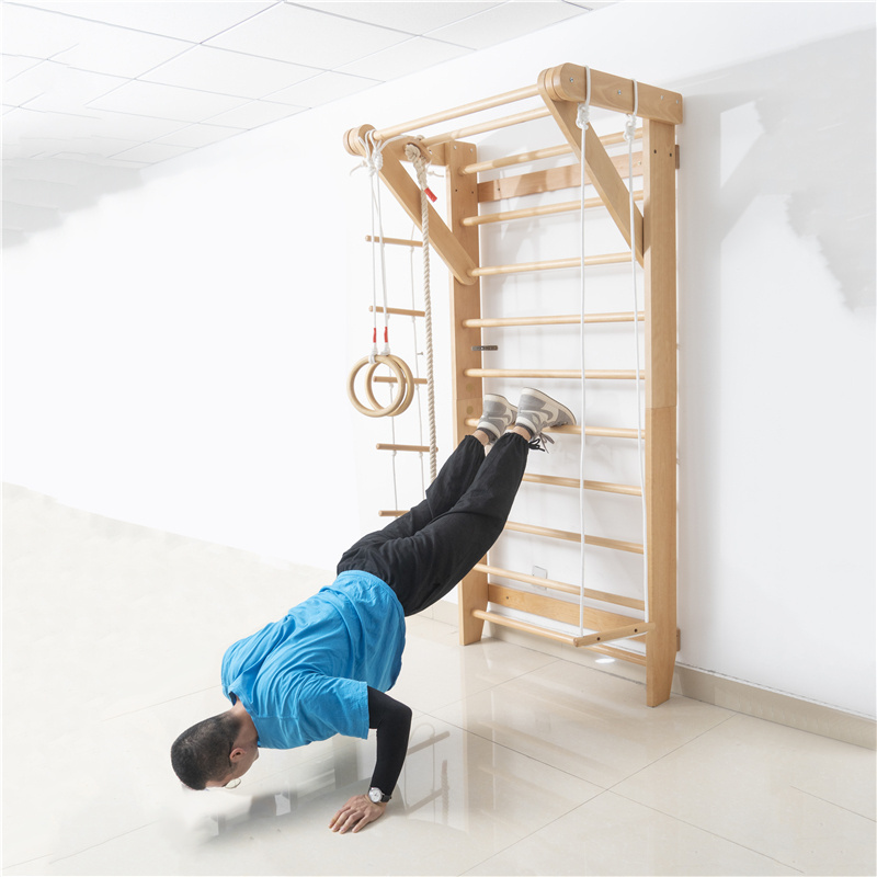 Factory supplying push up bar equipment gymnastic wall mount pull up bars wooden ladder