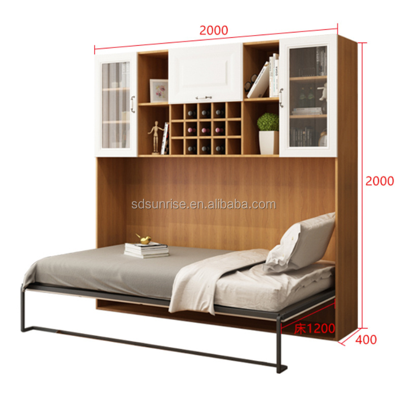 New Style Modern Hidden Wall Murphy Bed Horizontal Murphy Bed with Storage Cabinet