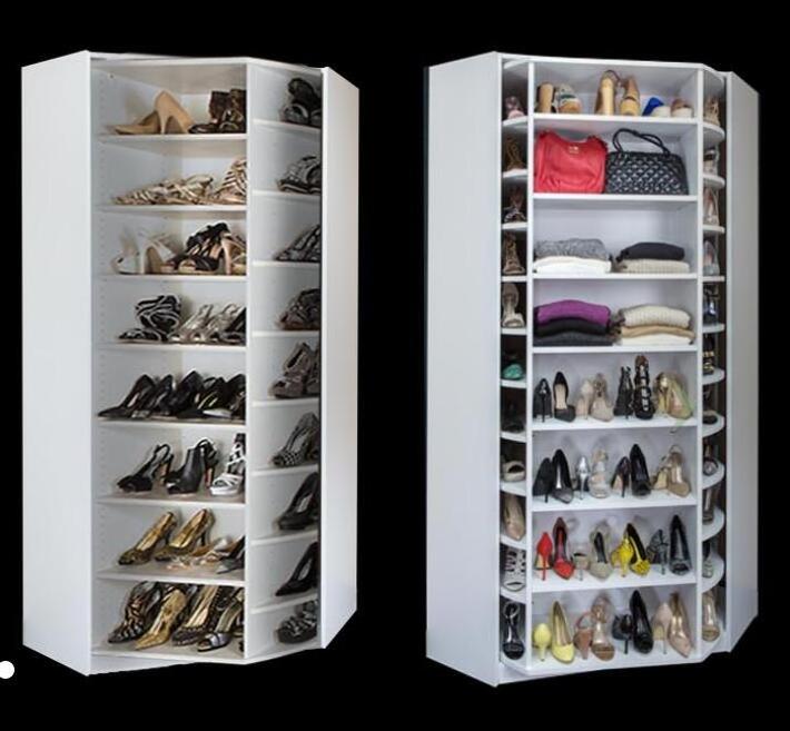 Modern Wardrobe Accessories Wooden Racks Shoe Holder Cabinet Rotating Shoe Storage Closet Revolving Shoe Rack