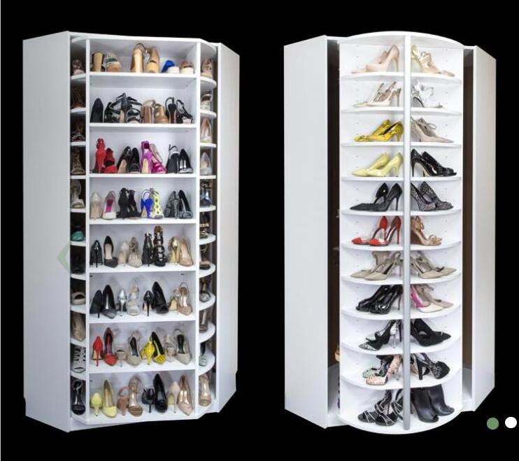 Modern Wardrobe Accessories Wooden Racks Shoe Holder Cabinet Rotating Shoe Storage Closet Revolving Shoe Rack