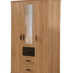 Hot sale wooden bedroom furniture wardrobes 3 door + 3 drawer mirrored wardrobe cabinet for bedroom