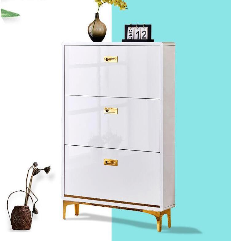 Modern furniture easy to assemble storage 50 pairs of shoes large wooden shoe cabinet rack with sliding door