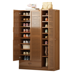 Natural Bamboo Large Capacity Multi-Functional Solid Wood Shoe Cabinet With Drawer