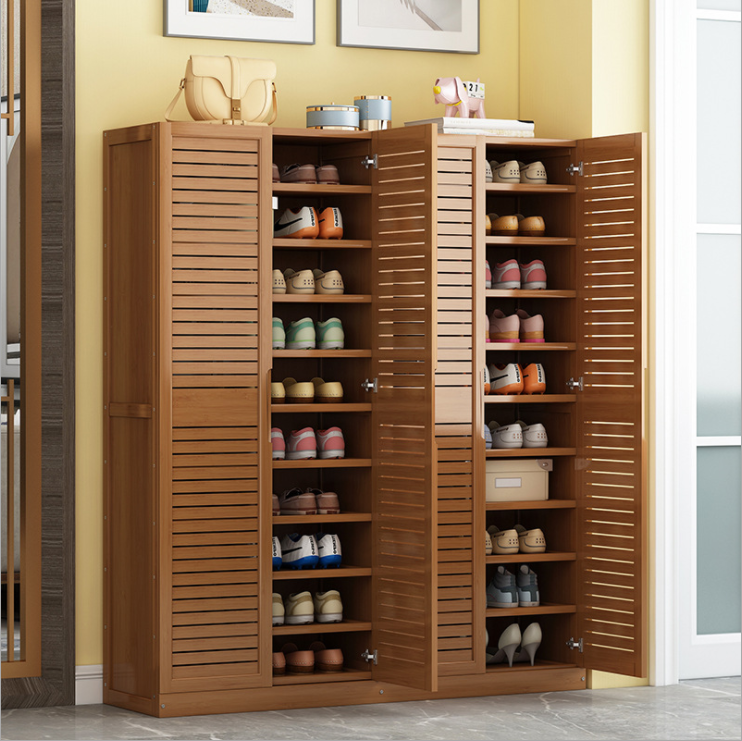 Natural Bamboo Large Capacity Multi-Functional Solid Wood Shoe Cabinet With Drawer