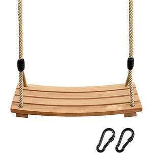 Indoor Outdoor Rope Wooden Swing Chair Wood Tree Swing Seat Set for Children Adult Kids 17.7x7.9x0.6 inch