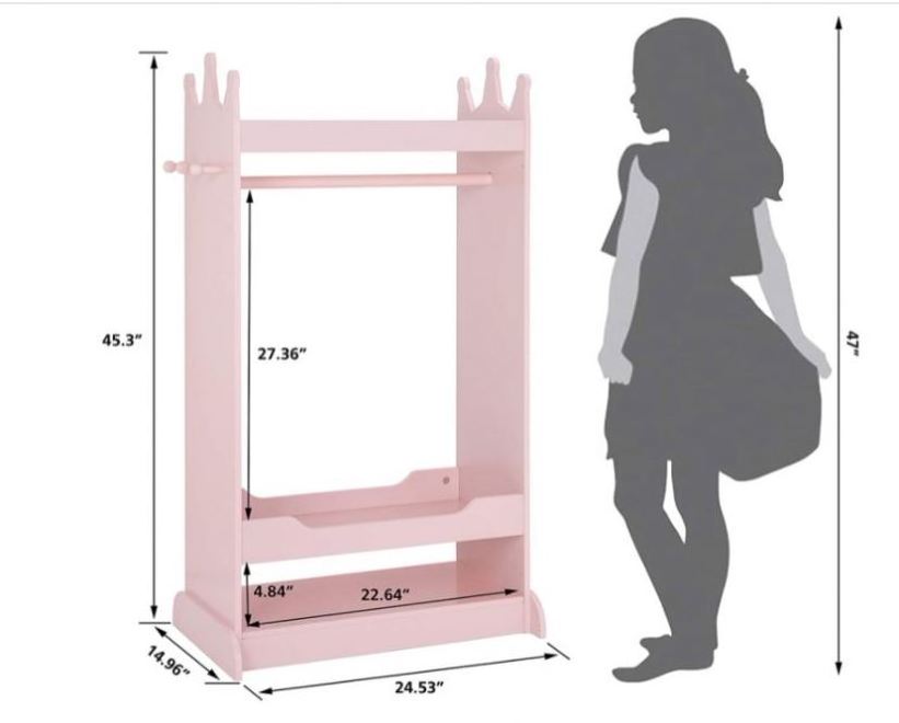 Wood Dress Up Storage Toddler Coat Racks Costume Closet Kids Pretend Storage Closet Wooden Standing Coat Rack with Mirror