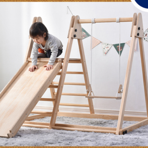 Factory wood indoor jungle gyms for kids Montessori Baby Play Multi-functional Play set Swing