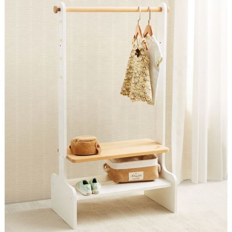 Children Functional Clothing Stand Rack Kids Cloth Hanger Removable Baby Cloth Shelf