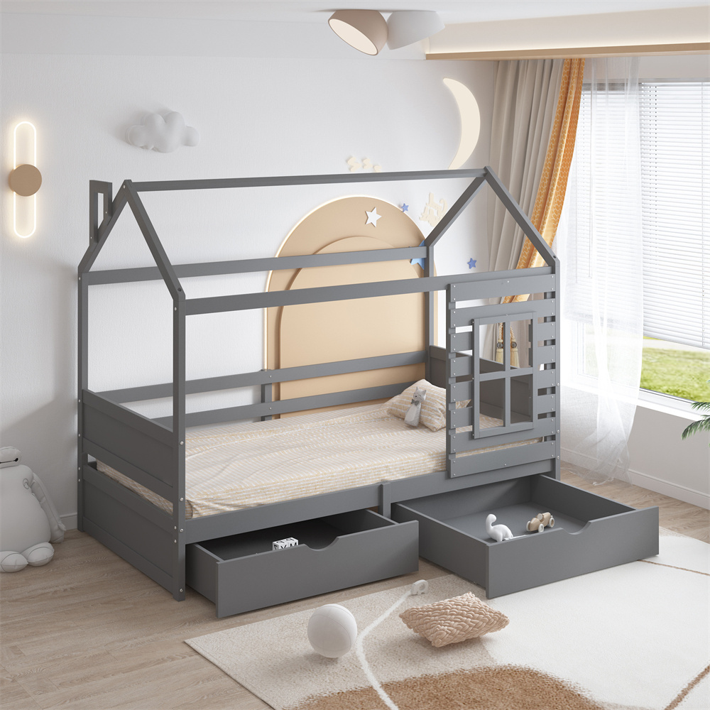 Kindergarten School Wood Bed For Kids Child Bed House Children's Bed for Boy Girls