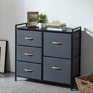 Fabric Storage Cabinet 4 Drawer Fabric Dresser Vertical Tall Dresser Storage Tower Organizer Units with Steel Frame