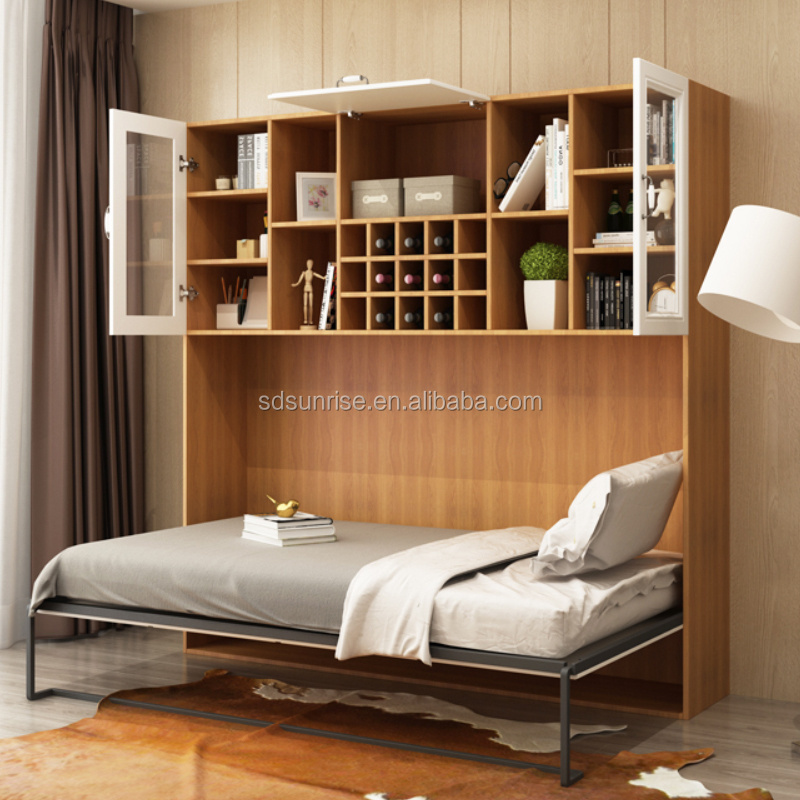 New Style Modern Hidden Wall Murphy Bed Horizontal Murphy Bed with Storage Cabinet