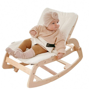 outdoor Natural Wood Infant-to-toddler Seat kid Portable Baby Rocker Rocking Chair child wooden baby rocking recliner chair