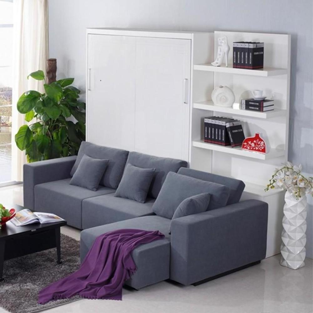 Space saving electric rotating wall bed mechanism with sofa hardware