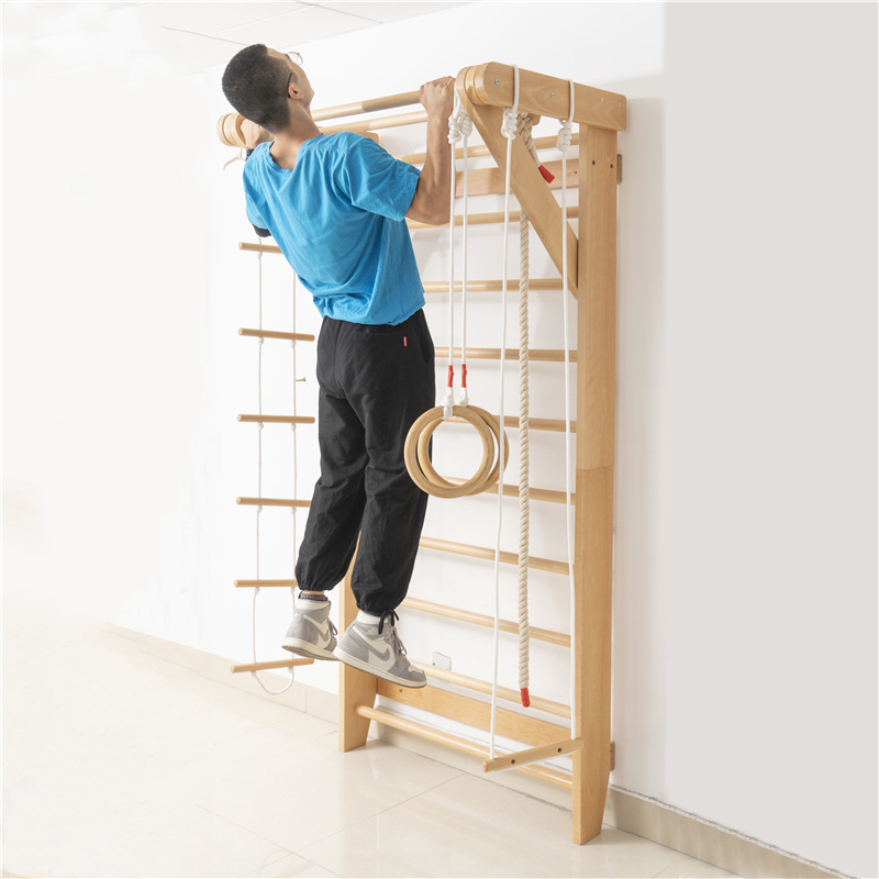 Factory supplying push up bar equipment gymnastic wall mount pull up bars wooden ladder