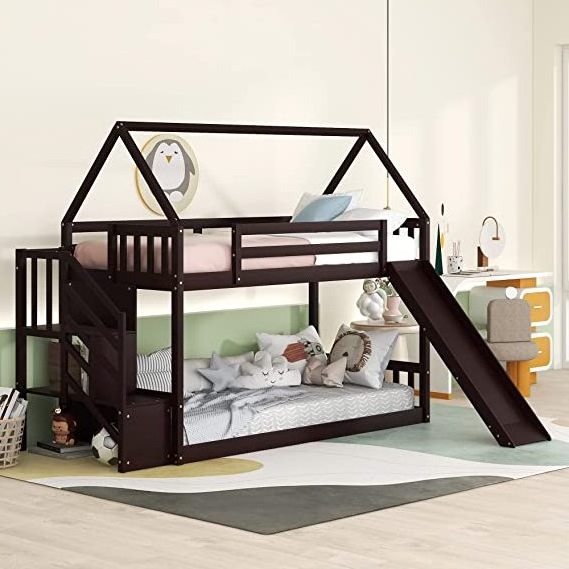 High quality products safe and breathable toddler pink bunk bed playhouse design kids beds for girls