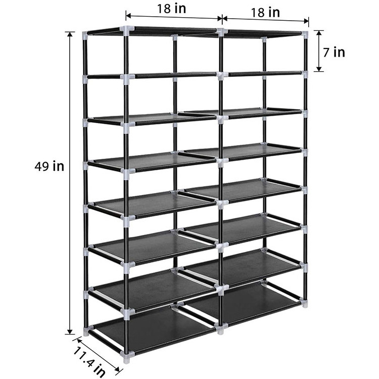 28 Pairs Wooden Portable Double Row Storage Organizer Shoe Rack Cabinet Design for Closet