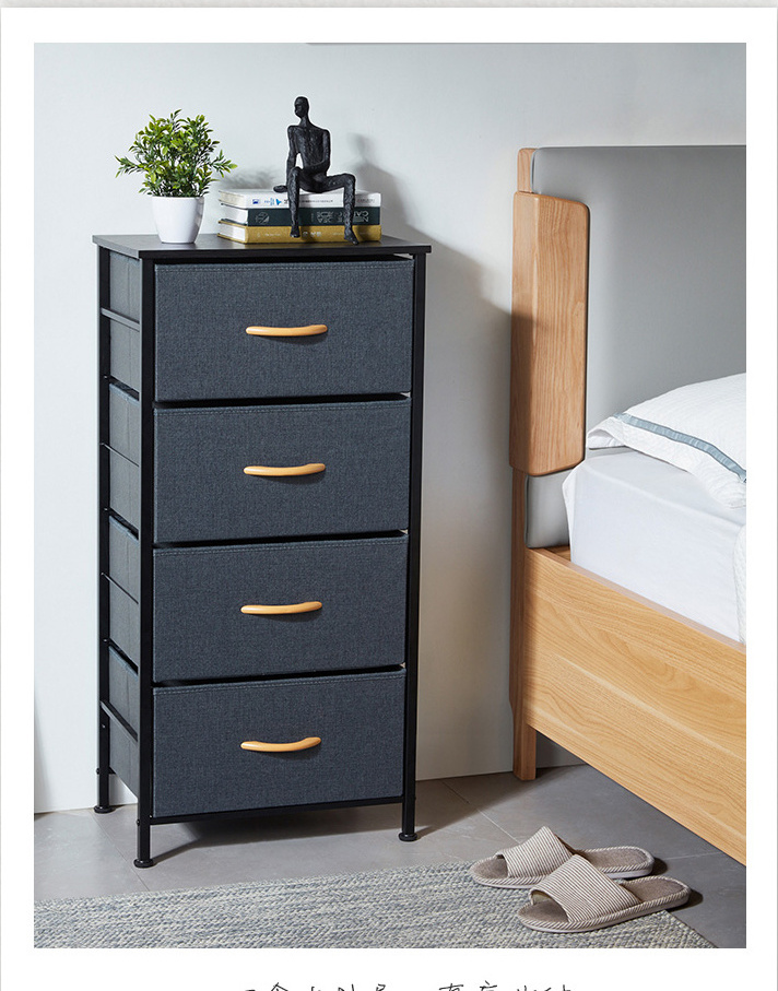 Fabric Storage Cabinet 4 Drawer Fabric Dresser Vertical Tall Dresser Storage Tower Organizer Units with Steel Frame