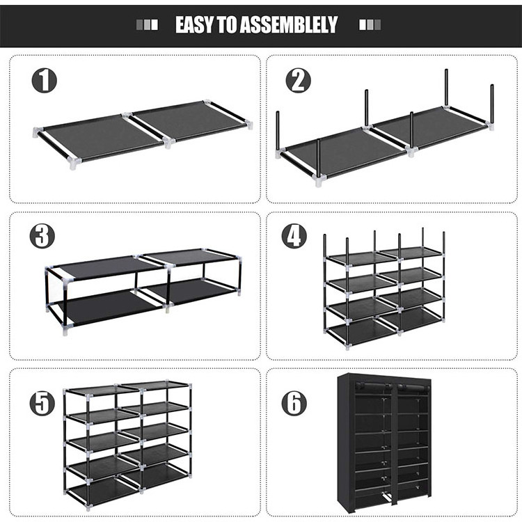 28 Pairs Wooden Portable Double Row Storage Organizer Shoe Rack Cabinet Design for Closet