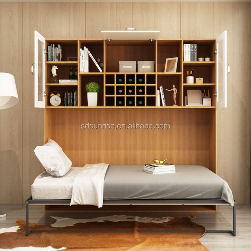 New Style Modern Hidden Wall Murphy Bed Horizontal Murphy Bed with Storage Cabinet