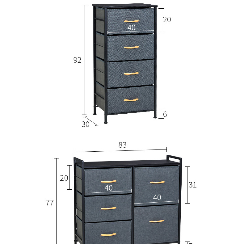 Fabric Storage Cabinet 4 Drawer Fabric Dresser Vertical Tall Dresser Storage Tower Organizer Units with Steel Frame