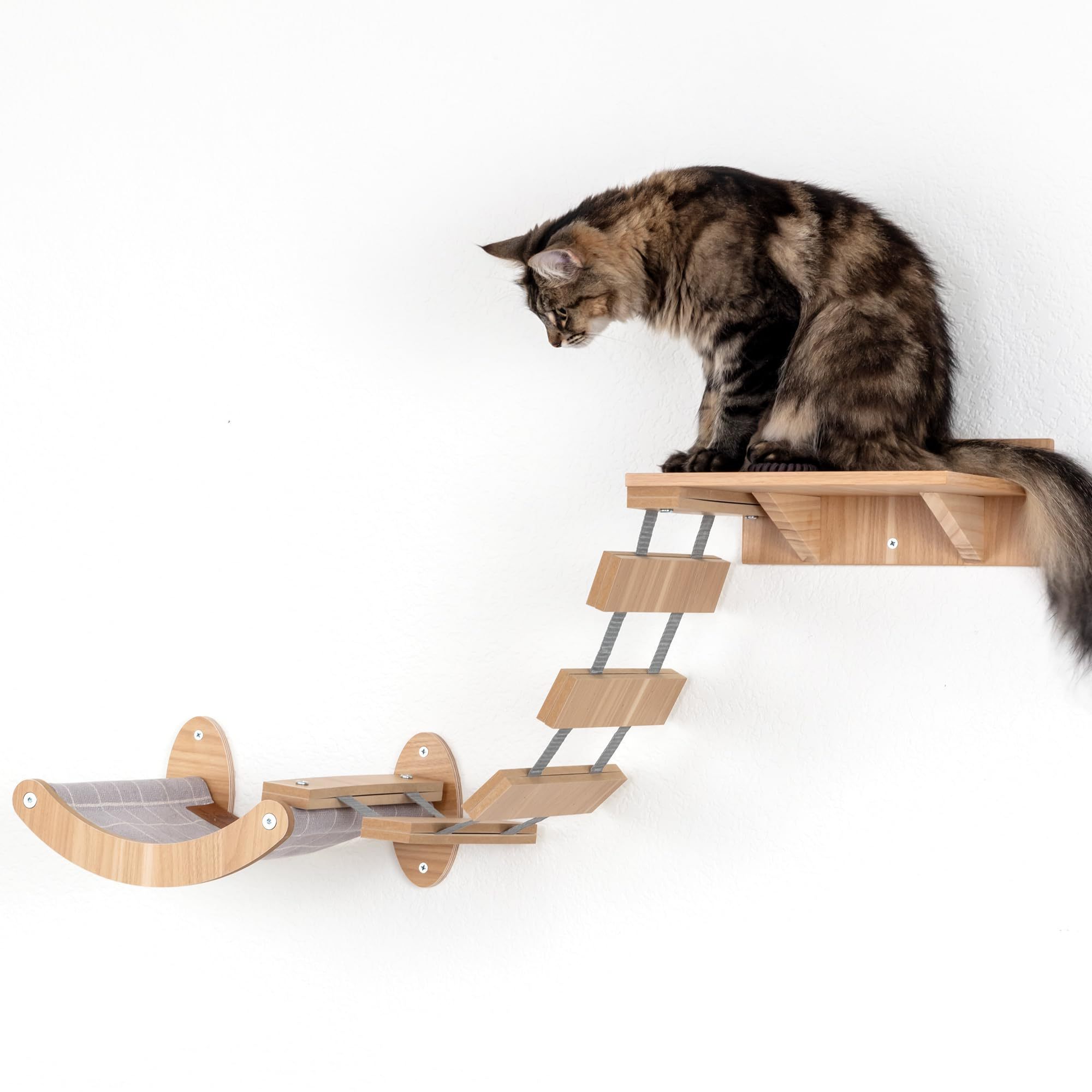 Wall Mounted Modern Cat Bridge Cat Shelves Scratcher Wooden Furniture For Cats