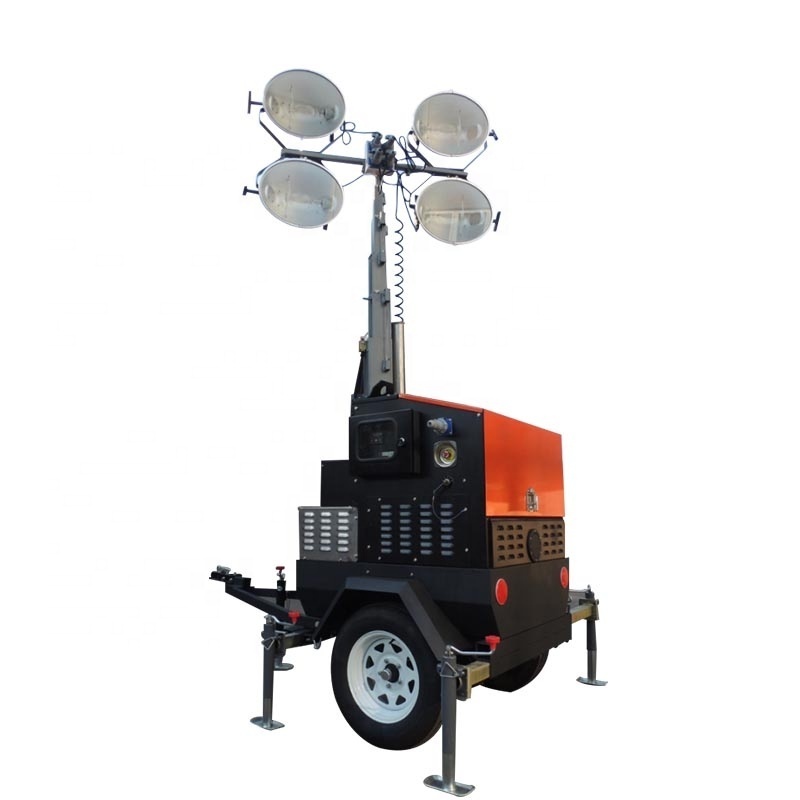 4*1000W CE  kubota engine trailer lighting tower with metal halide lamp for industry