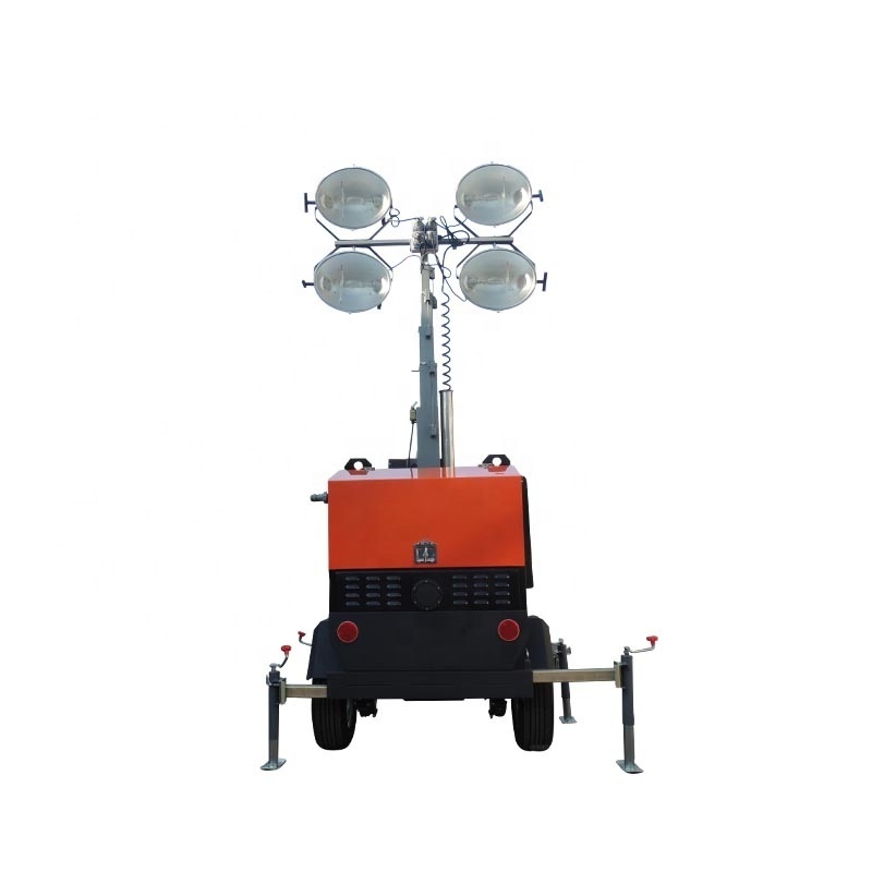 4*1000W CE  kubota engine trailer lighting tower with metal halide lamp for industry