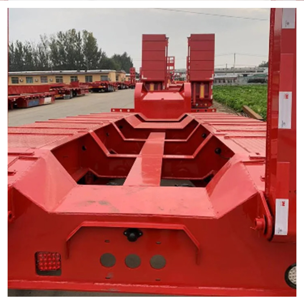 Heavy Loading Capacity 40Feet Container Transport Heavy Duty 80Ton Frame Used Extended Lowbed Low Bed Semi Trailer