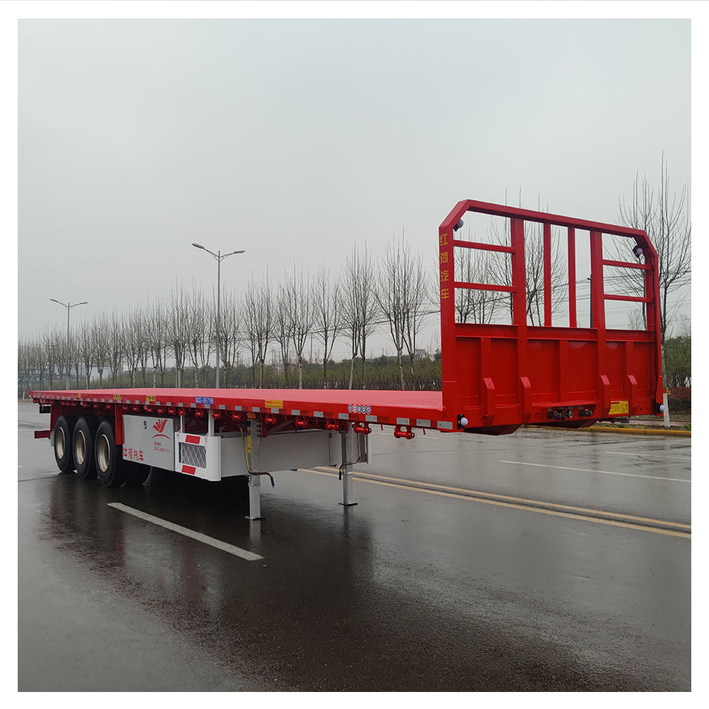 3 Axles 30 ft Blue Cheap Flat Bed Semi Trailers Flatbed Container Trailer For Sale