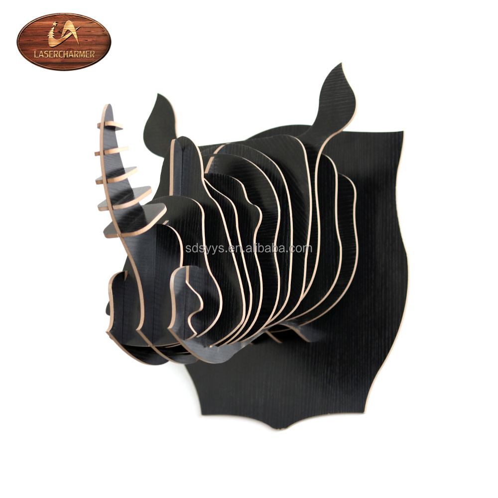 DIY animal head display laser cut wooden crafts wall hanging decorative wood carving wood decoration horse head