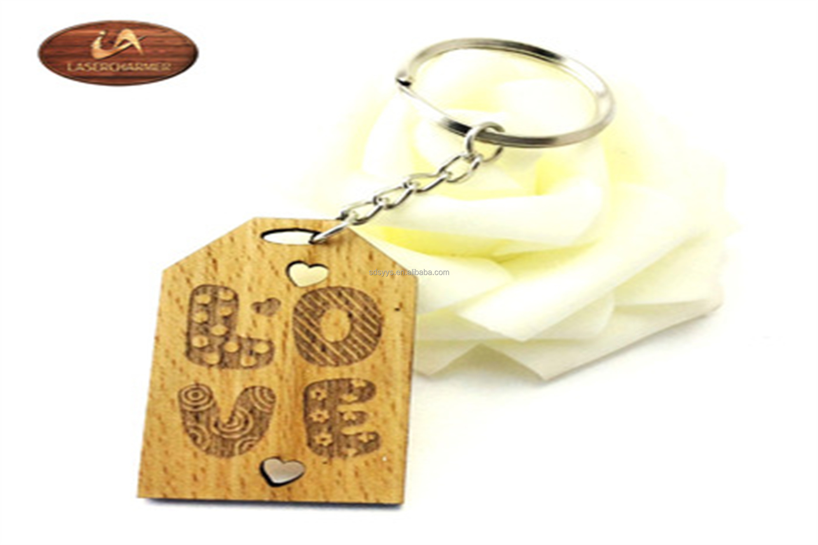 Custom Souvenir Handmade Owl Shape Wood Keychain