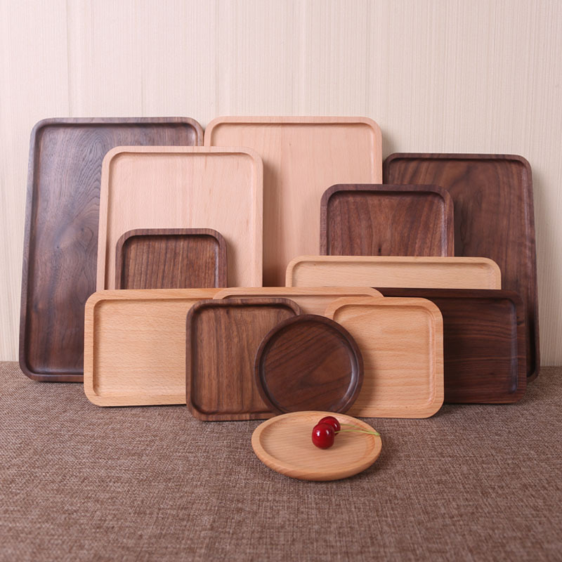 Wholesale Hot Sale Cheap Solid Wood Food Fruit Serving Plate Round Acacia Wood Plate For Food